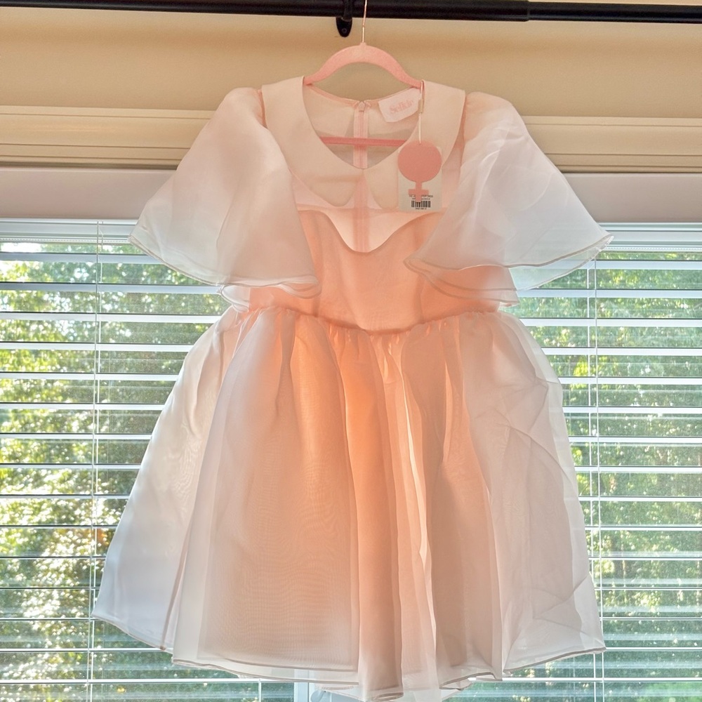 NWT The Lala Land Selkie Puff Dress in Peach Fuzz